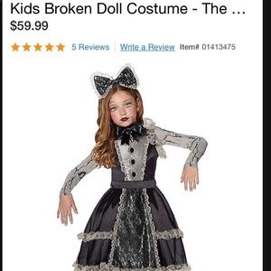 Girl broken doll Halloween costume size 8-10
